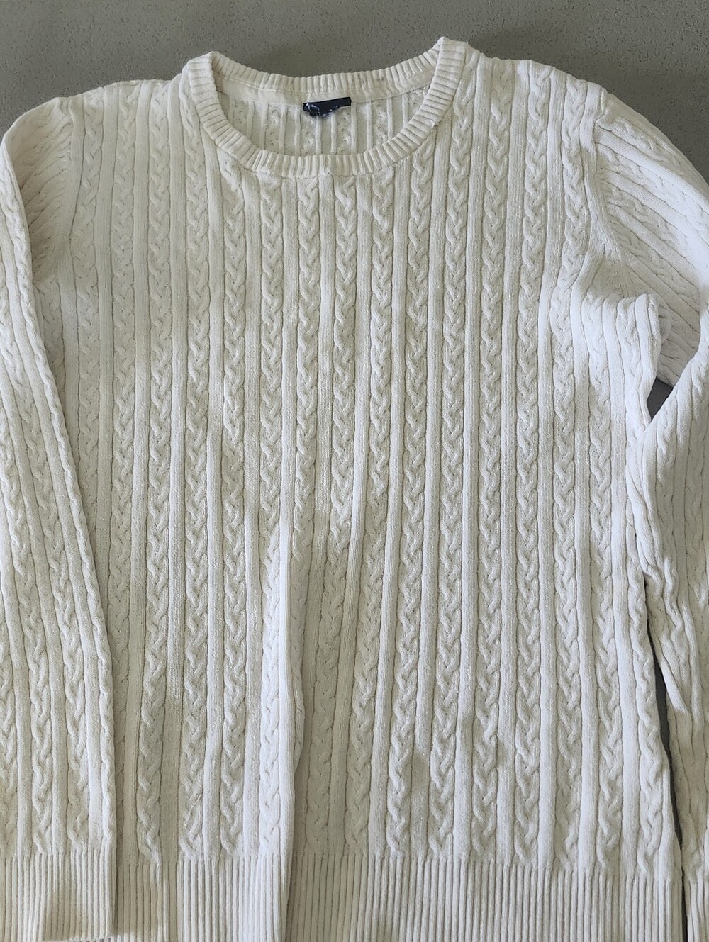Classic Cream Cable Knit Crewneck Sweater